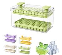 Macchina per Ghiaccio a Cubetti 66/132 con Coperchio Facile da Premere, Vassoio per Cubetti di Ghiaccio Compatto, Secchiello Portatile a Pressione, Contenitore per Conservazion green Single Layer: 66