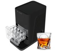 Macchina per ghiaccio a sfere per whisky per bar di casa, macchina per ghiaccio a sfere da 2" con autopulizia, 84 sfere al giorno, macchina per ghiaccio da banco trasparente(Black)