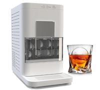 Macchina per ghiaccio a sfere per whisky per bar di casa, macchina per ghiaccio a sfere da 2" con autopulizia, 84 sfere al giorno, macchina per ghiaccio da banco trasparente(White)