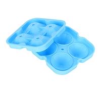 Macchina per ghiaccio in silicone, vassoio riutilizzabile a forma di 4 cubetti di ghiaccio a griglia, 13x13x3,5 cm, per casa, ufficio, bar, feste (Blu)