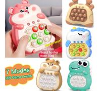 Macchina per gioco a pressione rapida a 999 livelli con 7 modalità, design carino di criceto, dinosauro, cervo, console da gioco portatile con effetti luminosi, giocattolo di puzzle a ritmo veloce Din