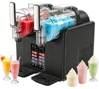 Macchina per granita a doppio serbatoio, 7 programmi preimpostati, funzione di autopulizia, display a LED, grande capacità di 2 litri per granita, cocktail ghiacciati e altro ancora(Black)