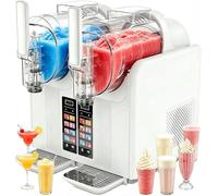 Macchina per granita a doppio serbatoio, 7 programmi preimpostati, funzione di autopulizia, display a LED, grande capacità di 2 litri per granita, cocktail ghiacciati e altro ancora(White)
