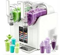 Macchina per granite a 2 serbatoi per la casa, per bevande ghiacciate, margarita con 7 programmi preimpostati, senza ghiaccio, autopulizia, cocktail e altre bevande ghiacciate(White)