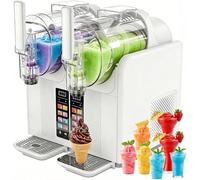 Macchina per granite da 2 litri/0,53 galloni a doppio scomparto, senza ghiaccio, 7 programmi preimpostati, visualizzazione in tempo reale autopulizia, frullati, gelati, frappè(White)