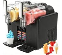 Macchina per granite da 2 litri/0,53 galloni a doppio scomparto, senza ghiaccio, 7 programmi preimpostati, visualizzazione in tempo reale autopulizia, frullati, gelati, frappè(Black)