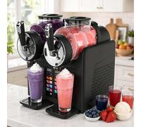 Macchina per Granite E Gelati Soft 2 in 1, con Due Serbatoi da 2 Litri per Due Gusti, 7 modalità di Temperatura Regolabile, Ideale per Casa,Cucina, Feste,Nero