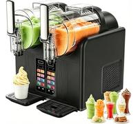Macchina per granite Macchina per gelato a doppio serbatoio (2x2L/0,53 gal), 7 programmi preimpostati, ideale per frullati, frappè, gelato, con display a LED e funzione di autopulizia(Black)