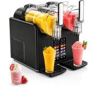Macchina per granite per la casa senza ghiaccio, 2 serbatoi da 2 litri, autopulente, con 7 programmi preimpostati per margarita, cocktail, frappè e altro ancora, per la casa e le feste(Black)
