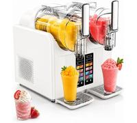 Macchina per granite per la casa senza ghiaccio, 2 serbatoi da 2 litri, autopulente, con 7 programmi preimpostati per margarita, cocktail, frappè e altro ancora, per la casa e le feste(White)
