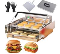 Macchina per hamburger a doppio strato in acciaio inossidabile, tostapane automatico per hamburger da 800 W, temperatura regolabile da 50 a 300 °C e timer da 0 a 3 minuti per ristoranti domestici comm