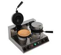 Macchina per hamburger commerciale in acciaio inox con rivestimento antiaderente, rotonda a doppio ferro,pressa per hamburger per ristorante panetteria snack bar (doppia testa)