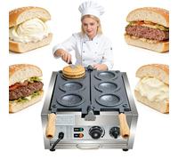 Macchina per Hamburger Elettrica con Controllo Manuale,Hamburger Maker&Macchina UFO per Ice Cream Burger,6 Stampi 2000W o 8 Stampi 3000W,Temperatura 50-300°C,Piastre in Alluminio Antiaderente 6-slot