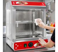 Macchina Per Hot Dog A Vapore Da 2 Ripiani | Capacità 170 Salsicce E 40 Panini, Termostato Regolabile Da 30 °C A 80 °, Termostato Regolabile Da 30 °C A 80 °