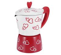 Macchina per il caffè, Fornello per caffè inodore in alluminio Caffettiera Macchina per caffè espresso riutilizzabile Bollitore con motivo a cuore rosso per l'home office (Grande cuore rosso)