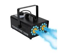 Macchina per il fumo, 1200 W, doppio ugello con 18 LED, effetto palcoscenico, attrezzatura con telecomando Stage Effect Machine per teatro, palcoscenico, feste, DJ show bar