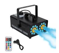 Macchina per il fumo a doppio ugello da 1200 W, con 3 colori, 16 LED RGB e serbatoio da 1 l, telecomando, effetto palcoscenico, per feste, discoteche, matrimoni, teatro