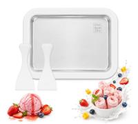 Macchina per il Gelato, Rolled Ice Cream Maker, Piastra gelato roll, piatto freddo istantaneo con 2 raschietti, Gelato Arrotolato Sorbetto Yogurt Congelato Ice Cream Rolls Maker, White