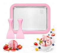 Macchina per il Gelato, Rolled Ice Cream Maker, Piastra gelato roll, piatto freddo istantaneo con 2 raschietti, Gelato Arrotolato Sorbetto Yogurt Congelato Ice Cream Rolls Maker, Pink