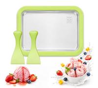 Macchina per il Gelato, Rolled Ice Cream Maker, Piastra gelato roll, piatto freddo istantaneo con 2 raschietti, Gelato Arrotolato Sorbetto Yogurt Congelato Ice Cream Rolls Maker, Green