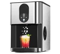 Macchina per il ghiaccio a pellet masticabili morbidi da 30 kg/24 ore con dispenser, autopulente, serbatoio dell'acqua da 3,7 l, per bar cucina domestica, argento