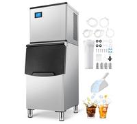 Macchina per il ghiaccio commerciale VEVOR, macchina per il ghiaccio da 300 libbre/24 ore con contenitore di stoccaggio grande da 250 libbre, macchina per il ghiaccio autopulente con touchscreen per b