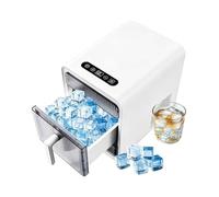 Macchina per il ghiaccio compatta da banco, Nugget, 12 pezzi, 10 minuti, con cestello estraibile autopulente, 15 kg al giorno, per bar di casa, camper, appartamento, campeggio(White)