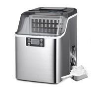 Macchina per il ghiaccio da banco, 2 modi per aggiungere acqua, macchina per cubetti di ghiaccio autopulente con paletta per ghiaccio e base per secchio, 66 libbre/24 ore, macchina per cubetti di gh