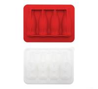 Macchina per il ghiaccio flessibile in silicone con coperchio per il rilascio senza sforzo di cubetti divertenti a forma di cubi (rosso)