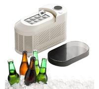Macchina per il Ghiaccio Portatile da Bancone - 8 Cubetti in 10 Minuti, Doppia Alimentazione (AC/DC) - Mini Macchina per il Ghiaccio per Casa, Ufficio, Campeggio, Camper, Auto & Viaggi,Beige