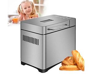 Macchina per il pane 19 in 1, in acciaio inox, con pannello touch digitale, 650 W, con scatola automatica degli ingredienti