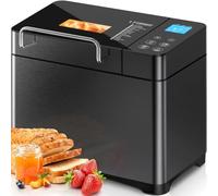 Macchina per il pane da 710 W, con doppio riscaldamento, padelle in ceramica, scomparto per ingredienti, touchscreen, in acciaio inox, 1 kg, 17 programmi, senza glutine, pasta acida, 3 dimensioni del