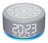 Macchina per il rumore bianco con suono plug-in Macchina per il rumore marrone e sveglia con batteria di backup ricaricabile Luce notturna Doppio allarme 30 suoni del sonno per bambini adulti 5 timer