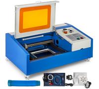 Macchina per incisione laser 40W Macchina per incisione laser CO2 Macchina da taglio laser 30x20cm USB 220V Europlug per legno/pelle/carta/plastica/vetro/gioielli/pietra/ceramica ecc (Blu e bianco)