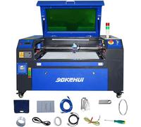 Macchina per Incisione Laser CO2 Compatta Piano di Lavoro 700x500mm Potenza 60W Spessore di Taglio Max. 20mm Velocità di Incisione 0-500 mm/s, Macchina da Taglio per Incisione Tubo Incisore CO2