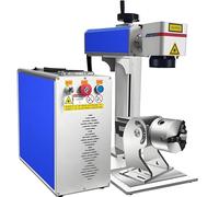 Macchina Per Incisione Laser Con Incisione Laser A Fibra Con Albero Rotante 200x200mm Macchina Per Incisione Con Marcatura A Stato Solido Per Gioielli In Metallo Alluminio Acciaio Oro Argento (50W)