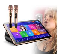 Macchina per karaoke 3 in 1 con touchscreen da 18,5 pollici, 2 microfoni wireless, aggiornamenti delle canzoni cloud e display testi per feste e bar a casa
