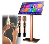 Macchina per karaoke all-in-one, KTV Karaoke Play con touch screen capacitivo a LED da 22 pollici e microfono wireless professionale, aggiornamento cloud, download di brani,Black-8TB