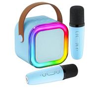 macchina per karaoke - Altoparlante karaoke compatto, microfono wireless | Altoparlante karaoke wireless con luci LED e 2 microfoni wireless, lettore karaoke, set