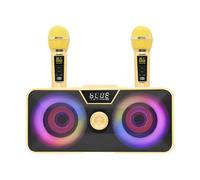 Macchina per karaoke Bluetooth, macchina per karaoke con 2 microfoni wireless, macchina portatile per karaoke, altoparlante Bluetooth mobile, riduzione intelligente del rumore, 3 luci LED e 3 modalità
