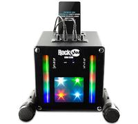 RockJam Macchina karaoke Bluetooth Singcube da 5 Watt con doppio microfono, effetti di cambio vocale e luci LED, nero