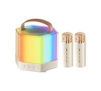 Macchina per karaoke con 2 microfoni, Macchina per karaoke wireless - Microfono e altoparlante portatili da esterno,Set microfono altoparlante wireless con illuminazione RGB, 2 microfoni wireless per