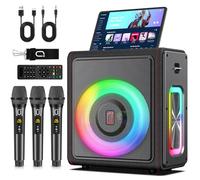 Macchina per karaoke con 2 microfoni wireless, altoparlante portatile per sistema karaoke Bluetooth 5.3 con luce RGB per feste in casa, sistema PA per adulti, party box che supporta TWS