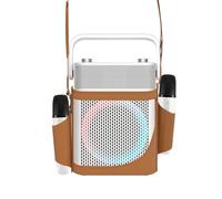 Macchina per karaoke con 2 microfoni wireless UHF con custodia in pelle, altoparlante Bluetooth portatile impermeabile IPX4 con luci per adulti, altoparlante per karaoke all'aperto, supporto Bluetooth