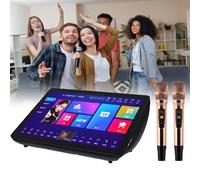 Macchina per karaoke con display per testi, macchina per karaoke per adulti, supporto 20 lingue, touch screen capacitivo a LED, con 2 microfoni wireless con riverbero, controllo app telefono