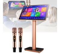 Macchina per karaoke con due microfoni wireless, lettore karaoke portatile tutto in uno per feste all'aperto per adulti, touch screen capacitivo ad alta definizione 4K, 26 lingue,Black-1TB
