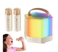 Macchina per karaoke con due microfoni wireless, portatile, per karaoke, microfoni wireless, con illuminazione RGB, set di altoparlanti wireless per campeggio, picnic, feste in famiglia, compleanni,