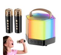 Macchina per karaoke con due microfoni wireless, portatile, per karaoke, microfoni wireless, con illuminazione RGB, set di altoparlanti wireless per campeggio, picnic, feste in famiglia, compleanni,