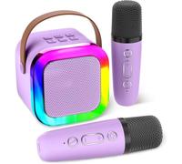 Macchina per karaoke con microfono wireless Portatile per Adulti Bambini BT 5 0 Altoparlante RGB Luci Espandibile 64G TF Card Type-C Cuffia Auxin Monitoraggio Riunione di partito