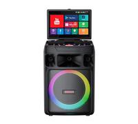 Macchina per karaoke con schermo, tablet da 14 pollici con display lirico, macchina per karaoke professionale con doppio microfono wireless e altoparlante Bluetooth per adulti